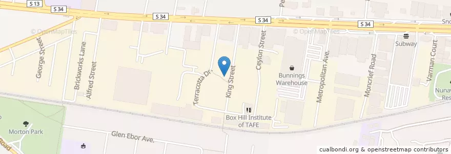 Mapa de ubicacion de The Food Cage en Australië, Victoria, City Of Whitehorse.