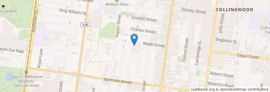 Mapa de ubicacion de Melbourne Fashion Institute en オーストラリア, ビクトリア, City Of Yarra.