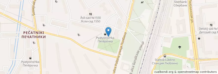 Mapa de ubicacion de Клуб Аяна en Rusland, Centraal Federaal District, Moskou, Юго-Восточный Административный Округ, Район Люблино, Район Печатники.
