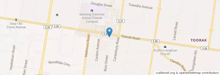 Mapa de ubicacion de Toorak Sorting Office en Australie, Victoria, City Of Stonnington.