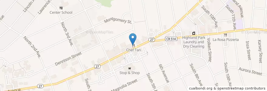 Mapa de ubicacion de Chef Tan en الولايات المتّحدة الأمريكيّة, نيو جيرسي, Middlesex County, Highland Park.