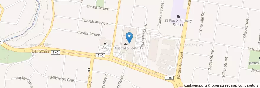 Mapa de ubicacion de The Mall Pizza & Cafe en Australien, Victoria, City Of Banyule.