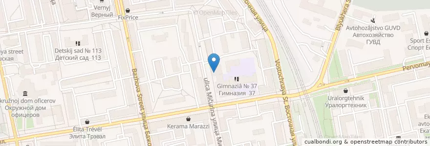 Mapa de ubicacion de Газпромбанк en روسیه, Уральский Федеральный Округ, Свердловская Область, Городской Округ Екатеринбург.