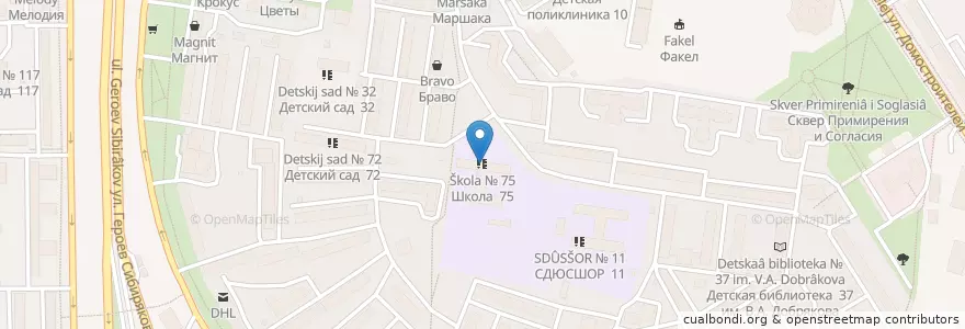 Mapa de ubicacion de Школа № 75 en Rusia, Distrito Federal Central, Óblast De Vorónezh, Городской Округ Воронеж.