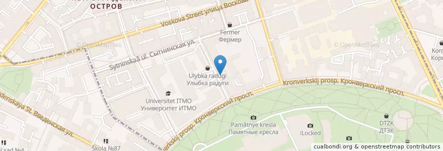 Mapa de ubicacion de Чайникофф en Russia, Northwestern Federal District, Leningrad Oblast, Saint Petersburg, Petrogradsky District, Округ Кронверкское.