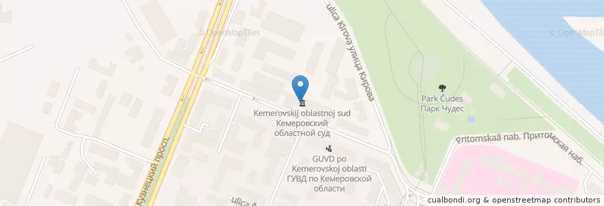 Mapa de ubicacion de Кемеровский областной суд en ロシア, シベリア連邦管区, ケメロヴォ州, ケメロフスキー地区, ケメロヴォ管区.