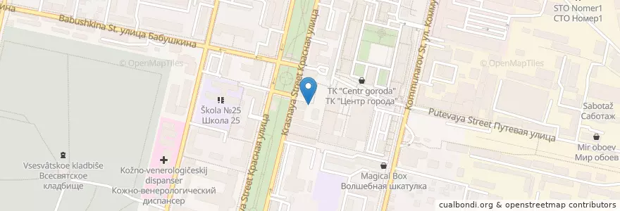 Mapa de ubicacion de Блинная en Russie, District Fédéral Du Sud, Kraï De Krasnodar, Городской Округ Краснодар.
