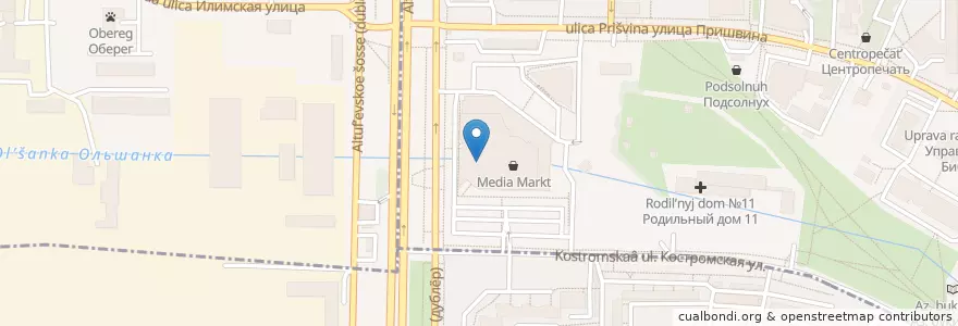 Mapa de ubicacion de Баскин Роббинс en 러시아, Центральный Федеральный Округ, Москва, Северо-Восточный Административный Округ, Район Бибирево.
