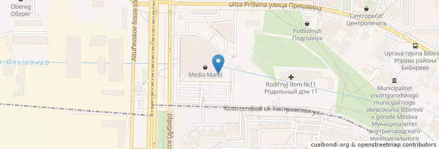 Mapa de ubicacion de Сварня en Russia, Distretto Federale Centrale, Москва, Северо-Восточный Административный Округ, Район Бибирево.