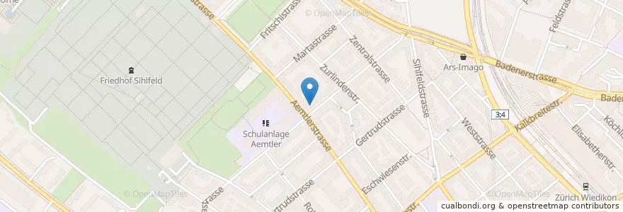 Mapa de ubicacion de Bottega Berta en Schweiz/Suisse/Svizzera/Svizra, Zürich, Bezirk Zürich, Zürich.