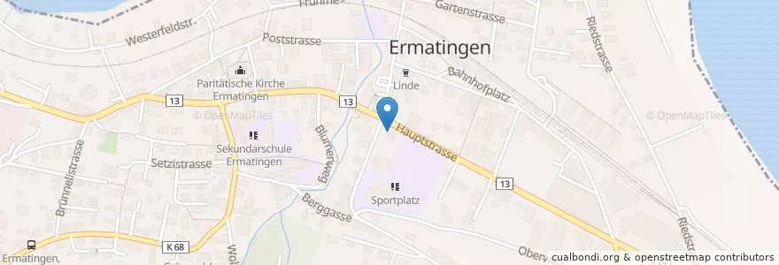 Mapa de ubicacion de Raiffeisenbank Tägerwilen en 스위스, Thurgau, Bezirk Kreuzlingen, Ermatingen.