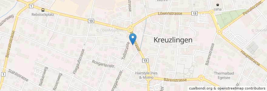Mapa de ubicacion de Metropol en Switzerland, Thurgau, Bezirk Kreuzlingen, Kreuzlingen.