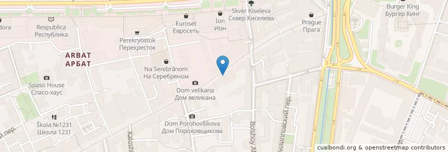 Mapa de ubicacion de Старбакс en Russia, Distretto Federale Centrale, Москва, Центральный Административный Округ, Район Арбат.