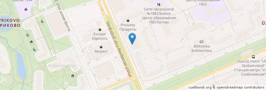Mapa de ubicacion de Отделение связи №117042 en Rússia, Distrito Federal Central, Москва, Юго-Западный Административный Округ, Yuzhnoye Butovo.