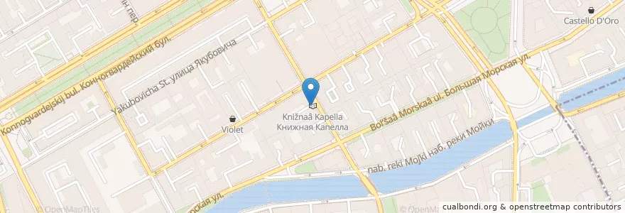 Mapa de ubicacion de Книжная Капелла en Russland, Föderationskreis Nordwest, Oblast Leningrad, Sankt Petersburg, Адмиралтейский Район, Адмиралтейский Округ.