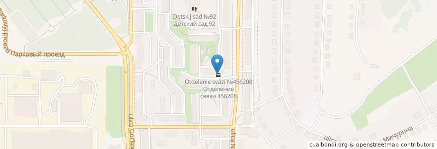 Mapa de ubicacion de Отделение связи №456208 en Rusia, Уральский Федеральный Округ, Óblast De Cheliábinsk, Златоустовский Городской Округ.
