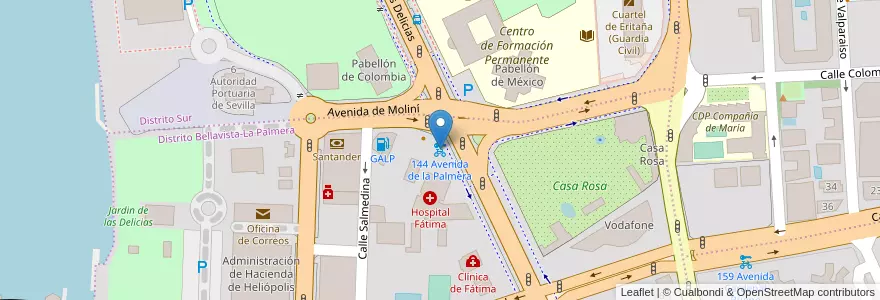 Mapa de ubicacion de 144 Avenida de la Palmera en Espanha, Andaluzia, Sevilla, Sevilla.