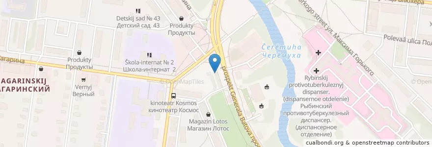 Mapa de ubicacion de Кантри en Rusia, Distrito Federal Central, Óblast De Yaroslavl, Рыбинский Район, Городской Округ Рыбинск.