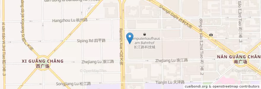 Mapa de ubicacion de KFC en 中国, 吉林省, 长春市, 宽城区, 站前街道.