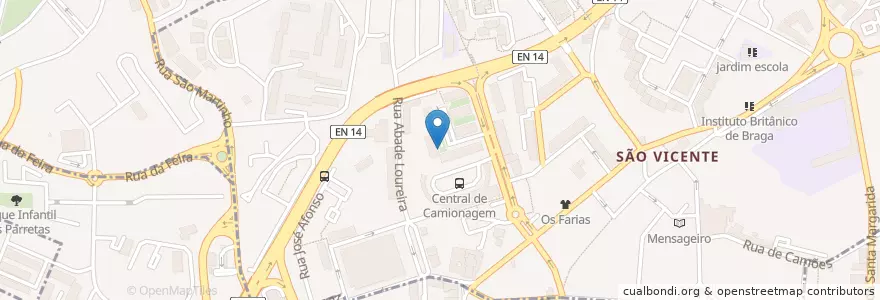 Mapa de ubicacion de Café Renascer en البرتغال, المنطقة الشمالية (البرتغال), براغا, كافادو, براغا, São Vicente.