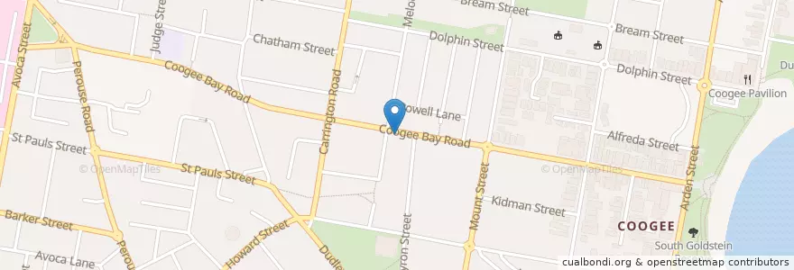 Mapa de ubicacion de Byron Street en Avustralya, New South Wales, Sydney, Randwick City Council.