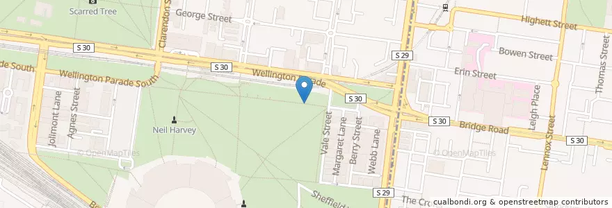 Mapa de ubicacion de Yarra Park Car Park - Gate 4 (Exit Only) en Australia, Victoria, City Of Yarra, City Of Melbourne.