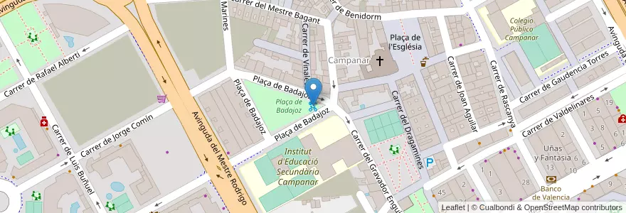 Mapa de ubicacion de 145 Plaça Badajoz en إسبانيا, منطقة بلنسية, فالنسيا, Comarca De València, فالنسيا.