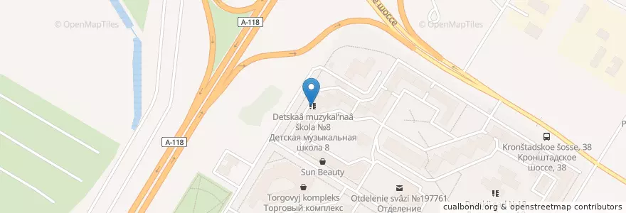 Mapa de ubicacion de Детская музыкальная школа №8 en Rusland, Северо-Западный Федеральный Округ, Oblast Leningrad, Sint-Petersburg, Кронштадтский Район, Кронштадт.