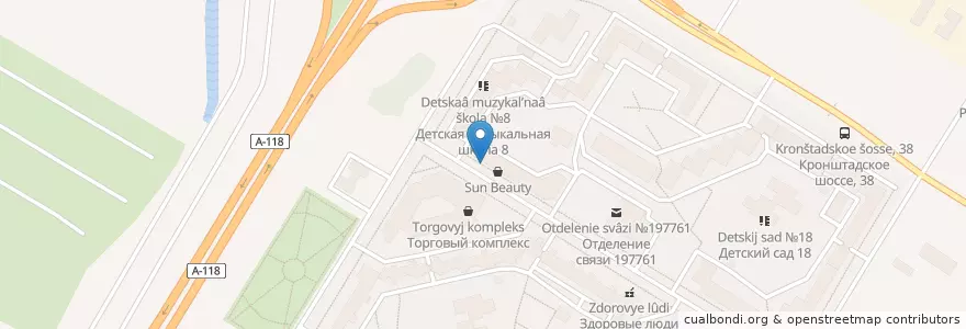 Mapa de ubicacion de СПб ГУЗ Поликлиника №74 en Russland, Föderationskreis Nordwest, Oblast Leningrad, Sankt Petersburg, Rajon Kronstadt, Kronstadt.
