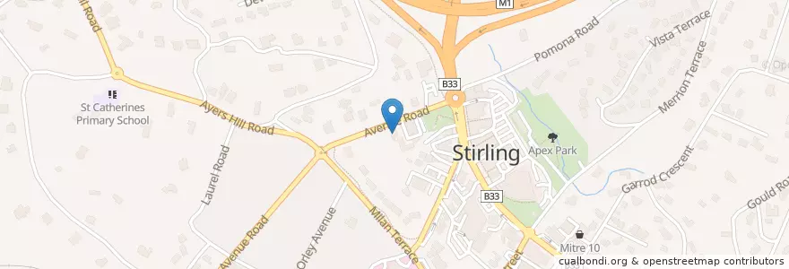 Mapa de ubicacion de Stirling District Kindergarten en Australia, South Australia, Adelaide Hills Council.