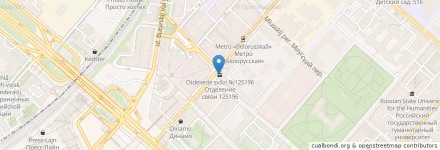 Mapa de ubicacion de Отделение связи №125196 en Rusia, Distrito Federal Central, Москва, Distrito Administrativo Central, Тверской Район.