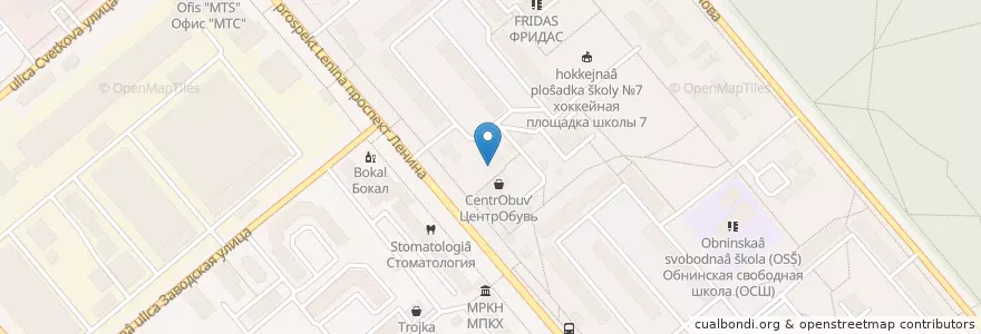 Mapa de ubicacion de Аптека-центр en Russia, Distretto Federale Centrale, Калужская Область, Городской Округ Обнинск.