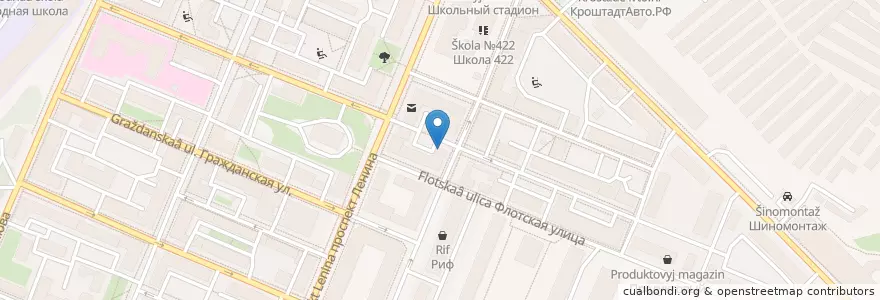 Mapa de ubicacion de Парус en ロシア, 北西連邦管区, レニングラード州, サンクト ペテルブルク, Кронштадтский Район, Кронштадт.