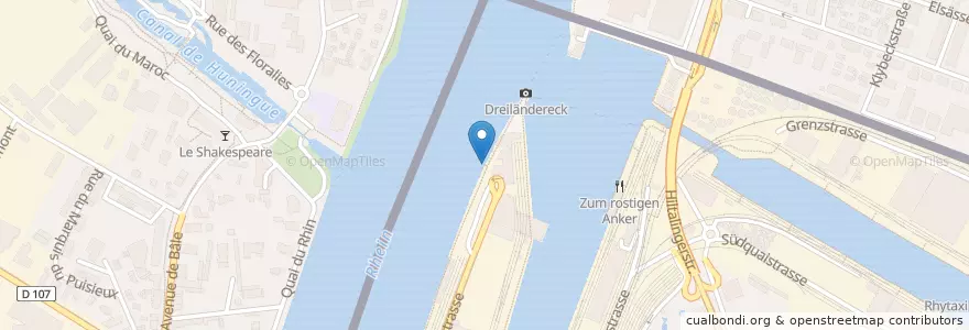 Mapa de ubicacion de Basel Rheinhafen/Dreiländereck en Suíça, Basel-Stadt, Basileia, Mulhouse.