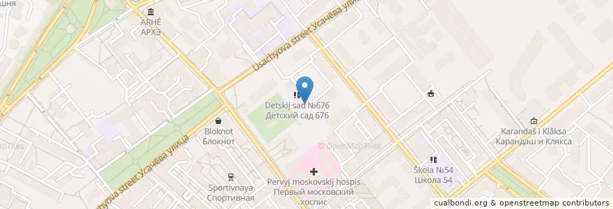 Mapa de ubicacion de Детский сад №676 en Russia, Distretto Federale Centrale, Москва, Центральный Административный Округ, Район Хамовники.