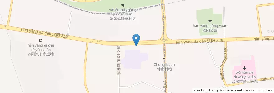 Mapa de ubicacion de 汉阳钟家村邮局 en 中国, 湖北省, 武汉市, 汉阳区, 翠微街道.