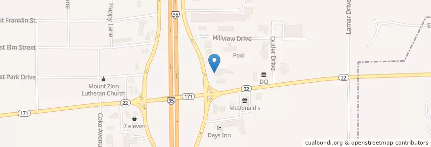 Mapa de ubicacion de Subway en 미국, 텍사스, Hill County, Hillsboro.