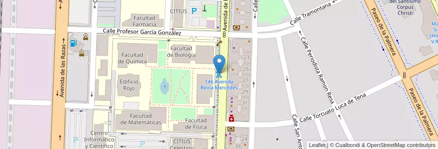 Mapa de ubicacion de 146 Avenida Reina Mercedes en Espanha, Andaluzia, Sevilla, Sevilla.