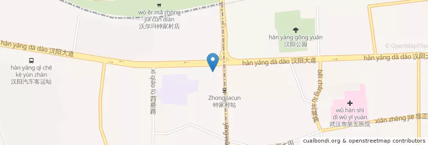 Mapa de ubicacion de 中国农业银行 en 中国, 湖北省, 武汉市, 汉阳区, 翠微街道.