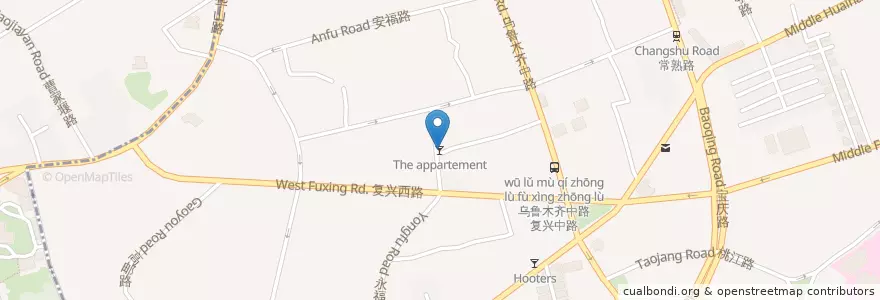 Mapa de ubicacion de The appartement en China, Xangai.