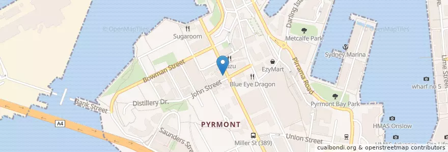 Mapa de ubicacion de Pyrmont Point Hotel en 오스트레일리아, New South Wales, Council Of The City Of Sydney, 시드니.