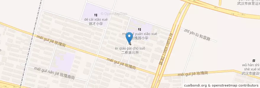 Mapa de ubicacion de 二桥派出所 en China, Hubei, Wuhan, Hanyang, 江汉二桥街道.