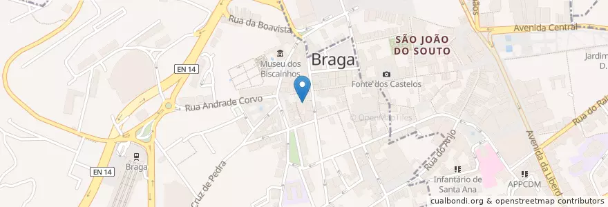 Mapa de ubicacion de Colher de pau en Portogallo, Nord, Braga, Cávado, Braga, Maximinos, Sé E Cividade.