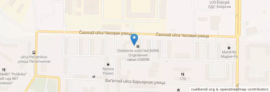Mapa de ubicacion de Отделение связи №630098 en روسيا, Сибирский Федеральный Округ, نوفوسيبيرسك أوبلاست, Городской Округ Новосибирск.
