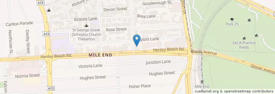 Mapa de ubicacion de Mile End Hotel en أستراليا, جنوب أستراليا, Adelaide, City Of West Torrens.