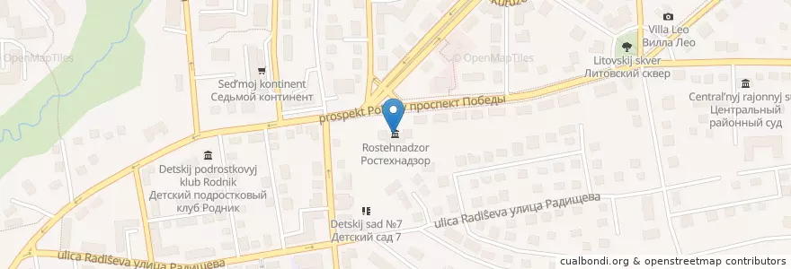 Mapa de ubicacion de Ростехнадзор en 러시아, Северо-Западный Федеральный Округ, 칼리닌그라드 주, Городской Округ Калининград.