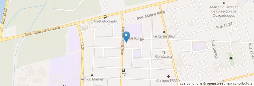 Mapa de ubicacion de l'orient en ブルキナファソ, Centre, Kadiogo, ワガドゥグー.