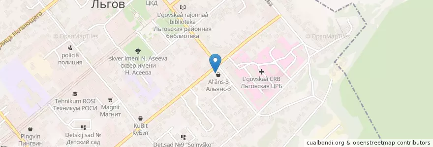 Mapa de ubicacion de Альянc en Russie, District Fédéral Central, Oblast De Koursk, Льговский Район, Городской Округ Льгов.
