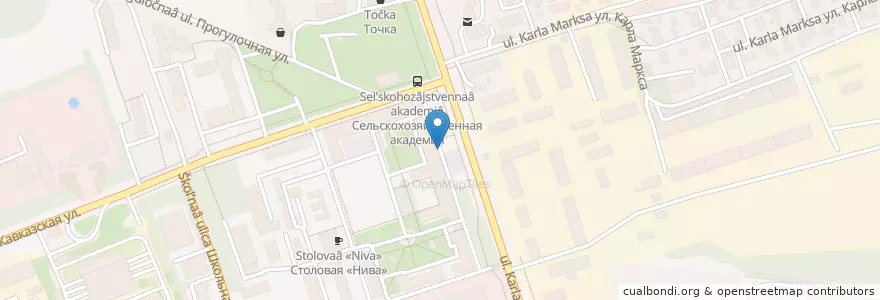 Mapa de ubicacion de Россельхозбанк en Russie, District Fédéral Central, Oblast De Koursk, Курский Район, Городской Округ Курск.