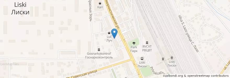 Mapa de ubicacion de Аптека №31 en Russia, Distretto Federale Centrale, Oblast' Di Voronež, Лискинский Район, Городское Поселение Лиски.